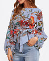 Women's printed one-shoulder long-sleeved shirt