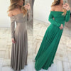 Cutaway Shoulder Long Sleeve Evening Dress