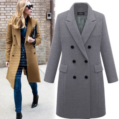 Fashion Solid Color Long Wool Coat