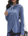 Solid Color Hooded Drawstring Sweatshirt