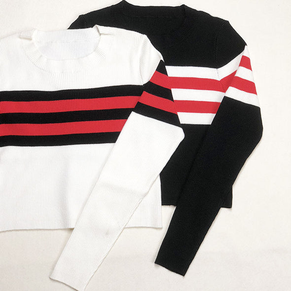 Women Striped Knitted T-shirt