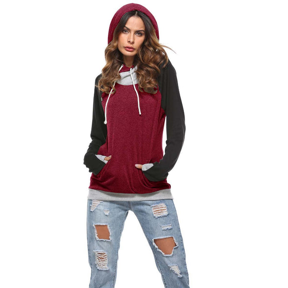 Hit Color Long Sleeve Fashion Hoodies