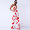 Sexy sleeveless  backless hollow out print   jumpsuit