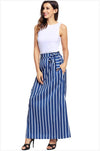 casual Stripe high waist maxi skirts