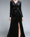 Elegant Split Velvet Evening Dress