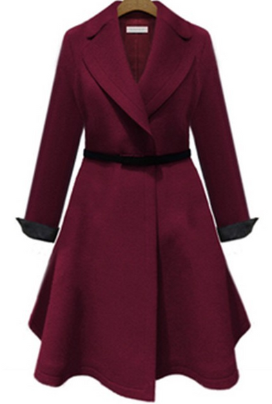 Fashion Waist Woolen Coat