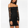 Lace Sexy Off Shoulder Pure Color Bodycon Dress