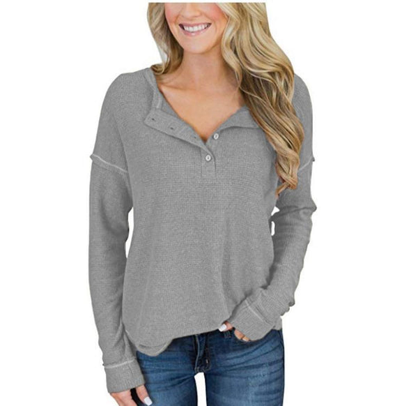 Loose V-Neck Long-Sleeved Sweater