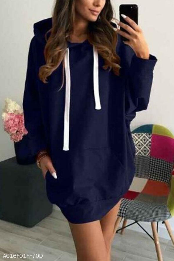 Hooded  Drawstring Kangaroo Pocket  Plain  Batwing Sleeve Hoodies