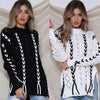 Bandage Openwork Split Round Neck Sweaters