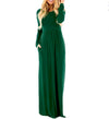 Long Sleeved Solid Color Evening Dress