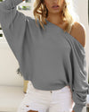 Drawstring Oblique Collar Pit Sweater