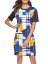 Round Neck  Abstract Print Bodycon Dress