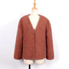 Faux Fur Long Sleeve V Neck Plush Cardigan Outwear