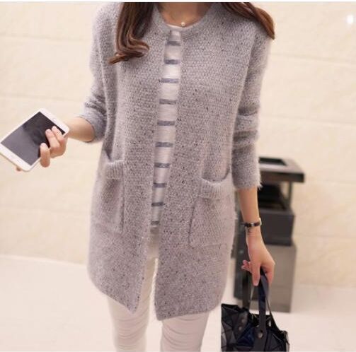 Solid Color Long Sleeve Pocket Sweater