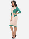 Round Neck  Color Block Bodycon Dress