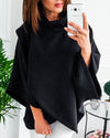 High Collar Bat Sleeve Loose Solid Color Sweater