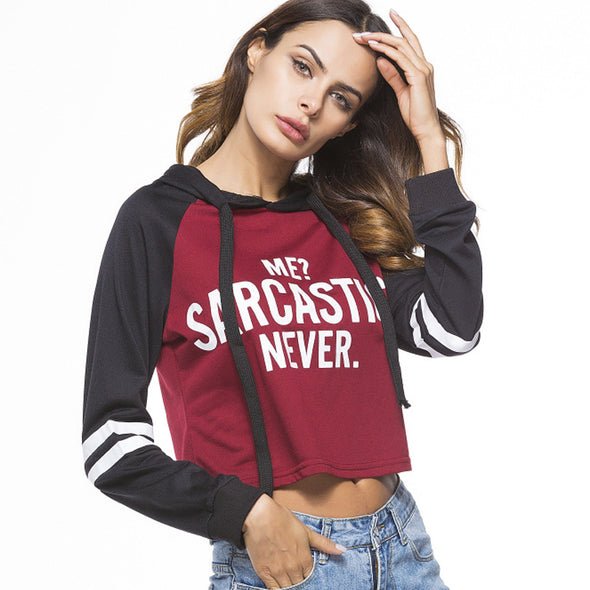 Long Sleeve Short Print Letter Sweatshirt