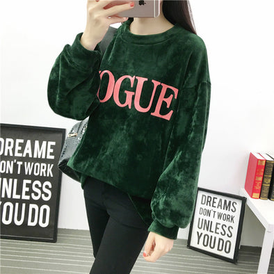 Loose Thick And Velvet Half-High Collar Gold Velvet Sweatshirt