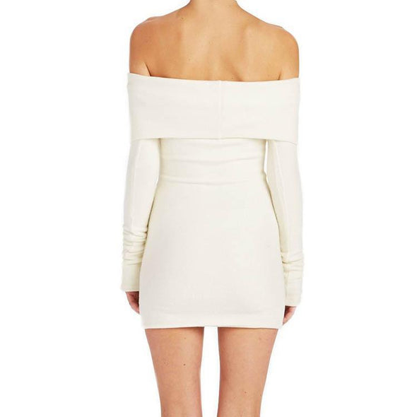 Sexy Off Shoulder Pure Color Package Hip Bodycon Dress