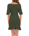 New V-Neck Bat Sleeve Knit Bodycon Dress