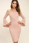 New Butterfly Sleeve Slash bodycon dress