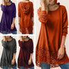 Hooded Bottoming Long-Sleeved Lace Stitching T-Shirt