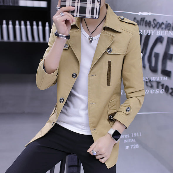 Lapel Single-Breasted Trench Coat Jacket