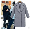 Loose Pure Color Long Sleeve Lapel Woolen Coat