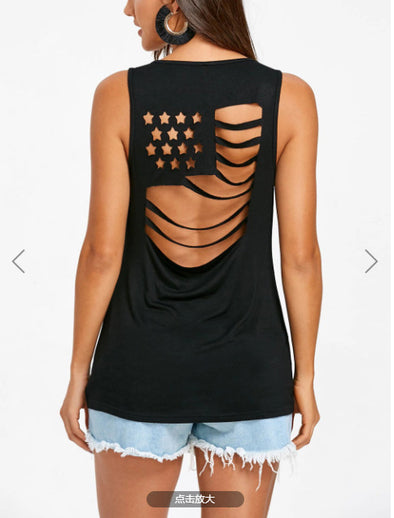 New Openwork Sleeveless Sexy T-Shirt