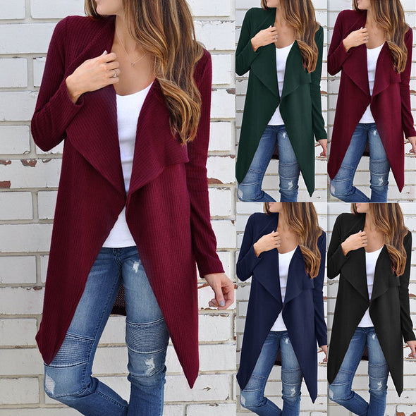 New Casual Long Sleeve Lapel Cardigan