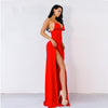 Deep V sling Split Red Party Evening Dress