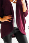 Asymmetric Neck  Snap Front  Plain Cardigans