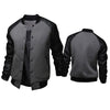 New British Fashion Stand Collar Leather Sleeve Baseball  Men's Jacket