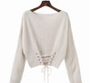 Fashion Round Collar Plain Blinding Knit Sweaters