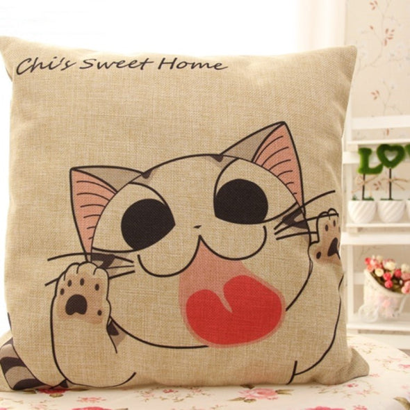 New Linen Cartoon Cat Pillow