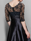 O-Neck Stitching Lace Evening Dress