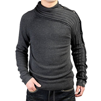 Solid Color Slim Stand Collar Pullover Sweater