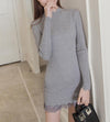 Knit Stitching Lace Bodycon Dress