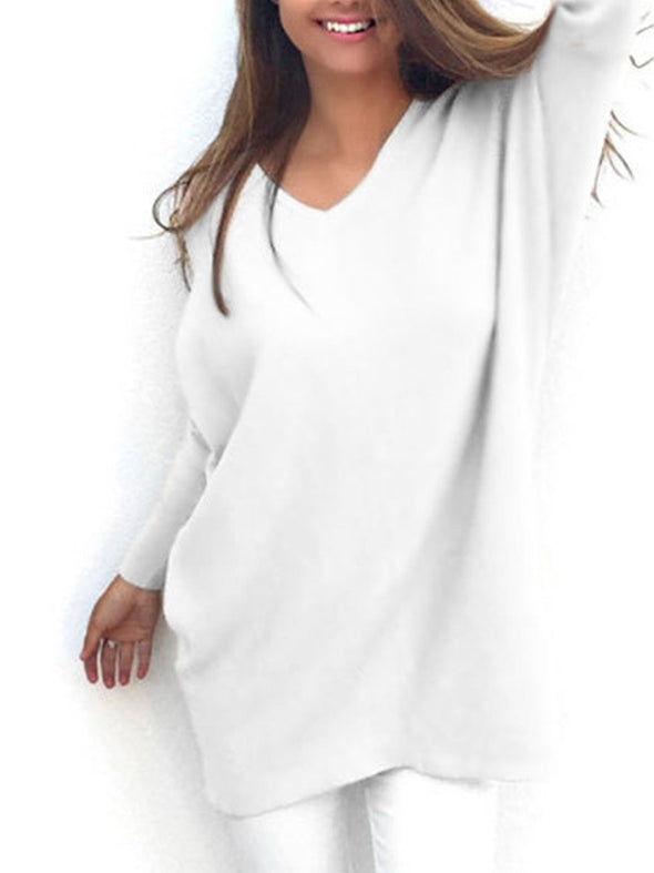 Fashionable V-Neck Long Sleeved  Thin  Sweater