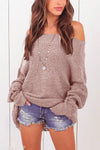 Scoop Neck  Patchwork  Two Way  Plain Sweaters