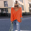 Fashion Long Sleeves Loose V Neck Sweater