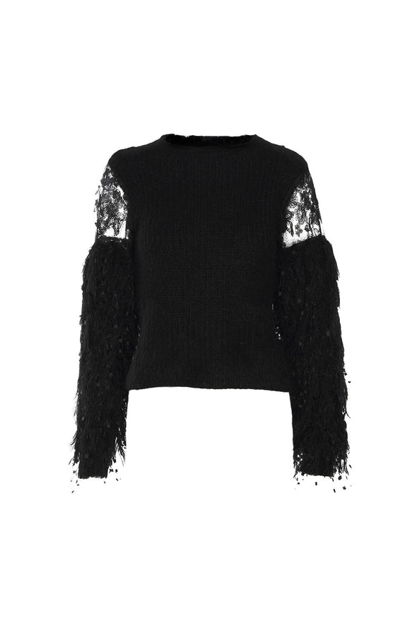 Fashion Tassel Patchwork  Round Neck Sweaters