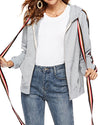 Ribbon Long Sleeve Hooded Sweatshirt