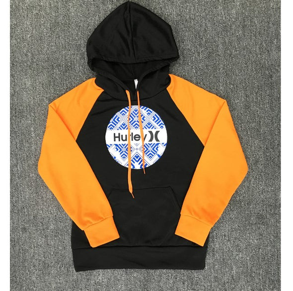 Letter Printing Patchwork Hit Color Hoodies