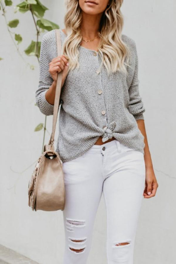 Asymmetric Hem  Plain  Casual  Cardigans