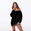 Loose Button Off Shoulder Sweaters