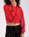 Hooded Solid Long-Sleeved Short Sweatshirt