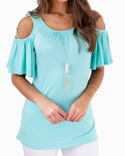 Round Neck Strapless Cross Short Sleeve T-Shirt