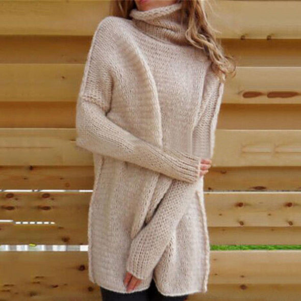 Long Sleeve Large Size Turtleneck Sweater